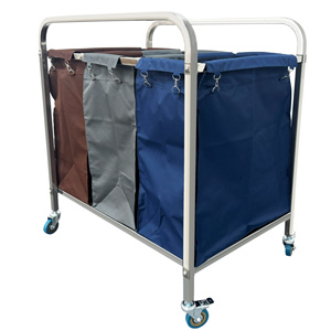 Chariot de blanchisserie Ã  3 sacs, Inox